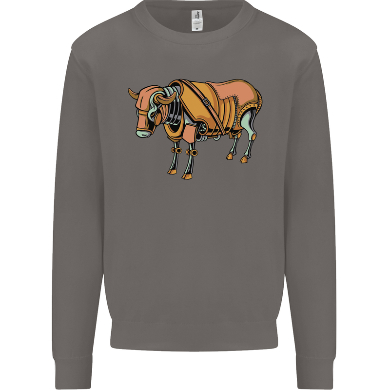 A Steampunk Bull Mens Sweatshirt Jumper Charcoal