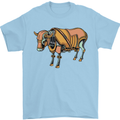 A Steampunk Bull Mens T-Shirt 100% Cotton Light Blue