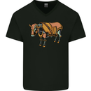 A Steampunk Bull Mens V-Neck Cotton T-Shirt Black