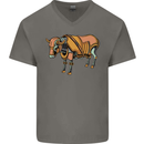 A Steampunk Bull Mens V-Neck Cotton T-Shirt Charcoal