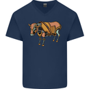 A Steampunk Bull Mens V-Neck Cotton T-Shirt Navy Blue