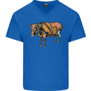 A Steampunk Bull Mens V-Neck Cotton T-Shirt Royal Blue