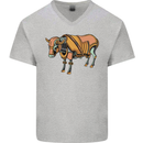 A Steampunk Bull Mens V-Neck Cotton T-Shirt Sports Grey