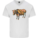 A Steampunk Bull Mens V-Neck Cotton T-Shirt White