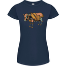 A Steampunk Bull Womens Petite Cut T-Shirt Navy Blue