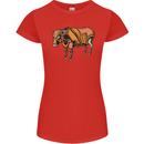 A Steampunk Bull Womens Petite Cut T-Shirt Red