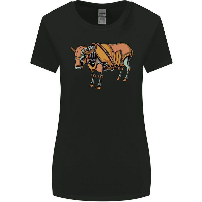 A Steampunk Bull Womens Wider Cut T-Shirt Black
