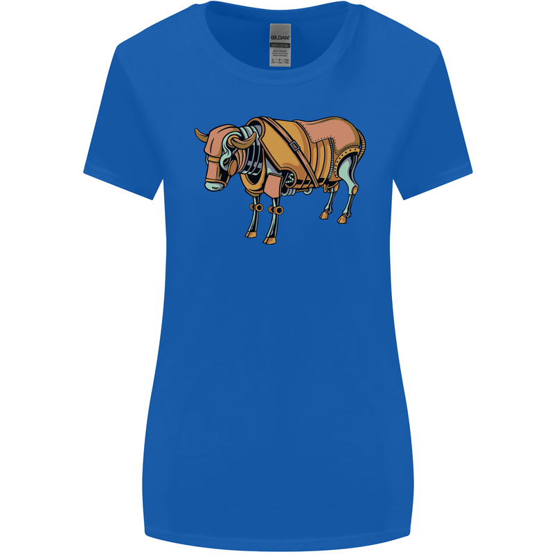 A Steampunk Bull Womens Wider Cut T-Shirt Royal Blue