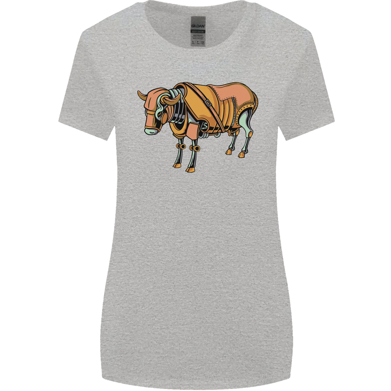 A Steampunk Bull Womens Wider Cut T-Shirt Sports Grey