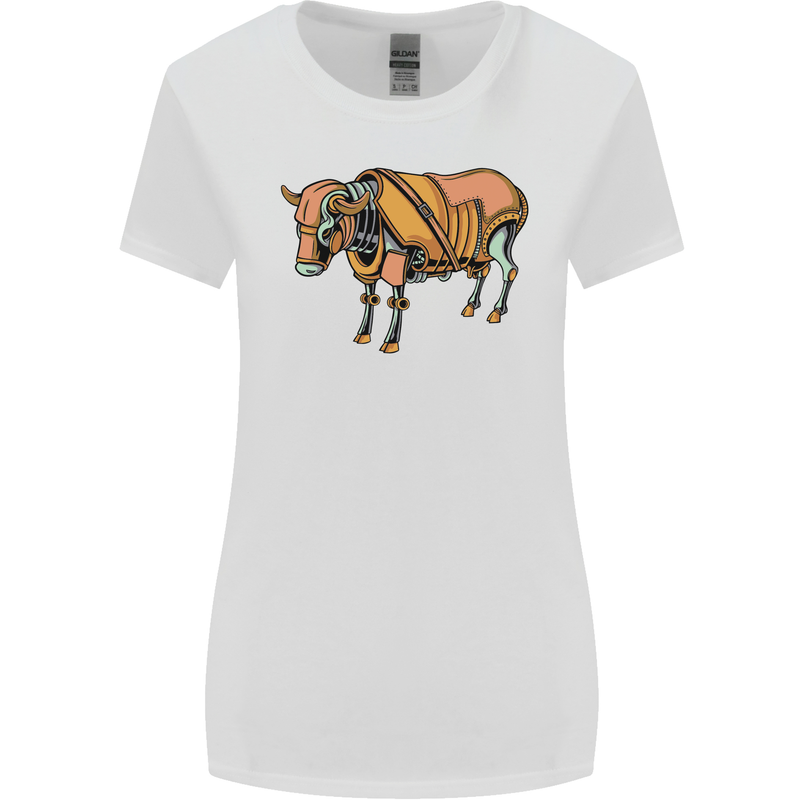 A Steampunk Bull Womens Wider Cut T-Shirt White