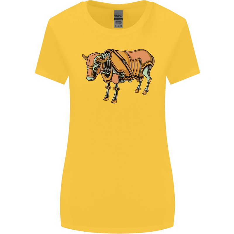 A Steampunk Bull Womens Wider Cut T-Shirt Yellow