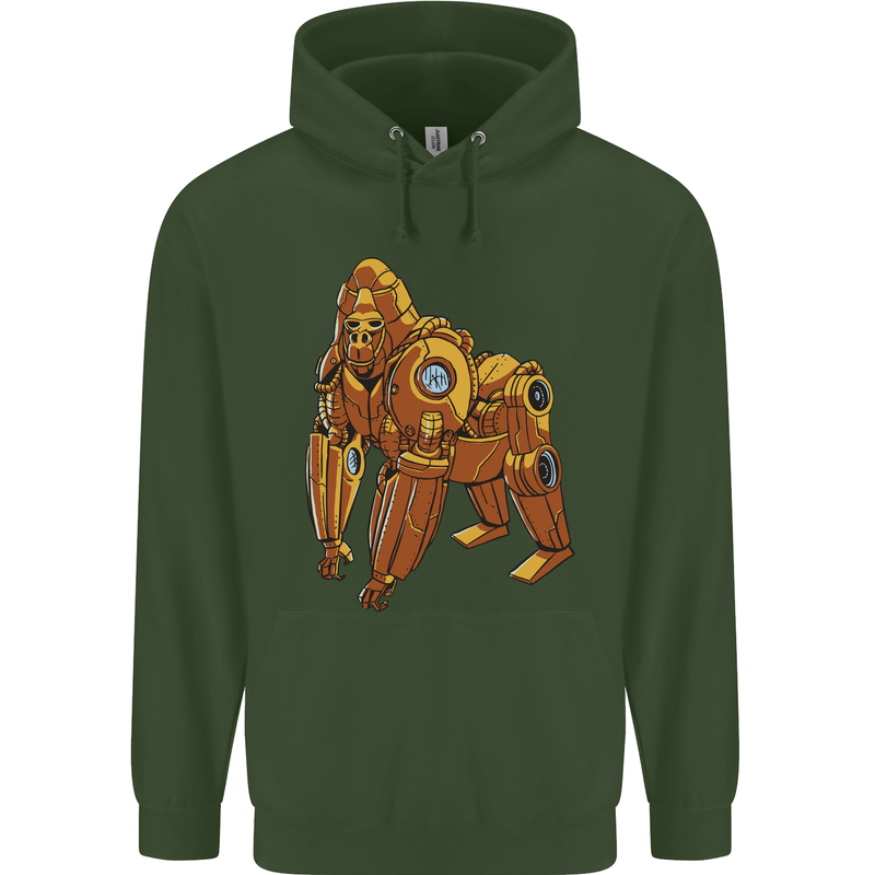 A Steampunk Gorilla Ape Childrens Kids Hoodie Forest Green