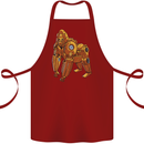 A Steampunk Gorilla Ape Cotton Apron 100% Organic Maroon