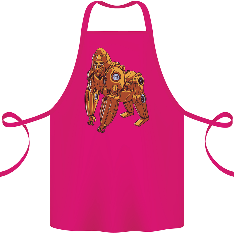 A Steampunk Gorilla Ape Cotton Apron 100% Organic Pink