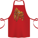 A Steampunk Gorilla Ape Cotton Apron 100% Organic Red