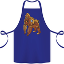 A Steampunk Gorilla Ape Cotton Apron 100% Organic Royal Blue
