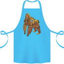 A Steampunk Gorilla Ape Cotton Apron 100% Organic Turquoise