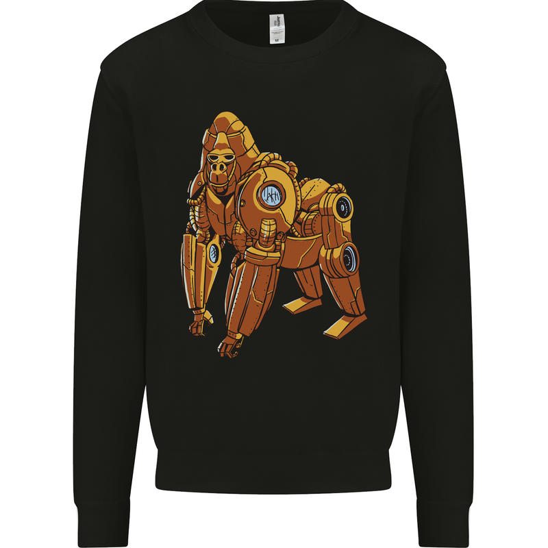 A Steampunk Gorilla Ape Kids Sweatshirt Jumper Black