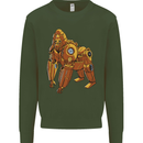 A Steampunk Gorilla Ape Kids Sweatshirt Jumper Forest Green