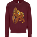 A Steampunk Gorilla Ape Kids Sweatshirt Jumper Maroon
