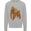 A Steampunk Gorilla Ape Kids Sweatshirt Jumper Sports Grey