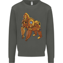 A Steampunk Gorilla Ape Kids Sweatshirt Jumper Storm Grey