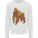 A Steampunk Gorilla Ape Kids Sweatshirt Jumper White