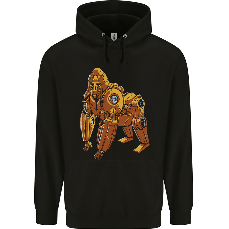 A Steampunk Gorilla Ape Mens 80% Cotton Hoodie Black
