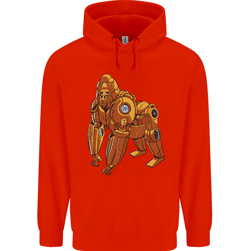 A Steampunk Gorilla Ape Mens 80% Cotton Hoodie Bright Red