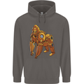 A Steampunk Gorilla Ape Mens 80% Cotton Hoodie Charcoal