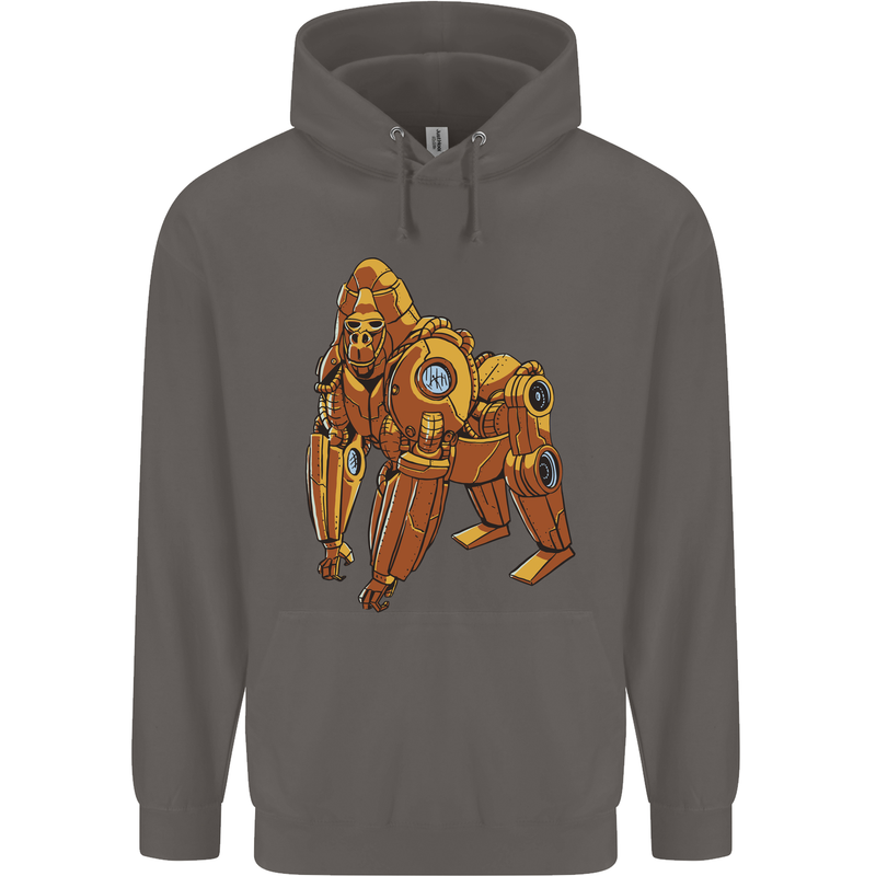 A Steampunk Gorilla Ape Mens 80% Cotton Hoodie Charcoal