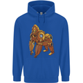 A Steampunk Gorilla Ape Mens 80% Cotton Hoodie Royal Blue