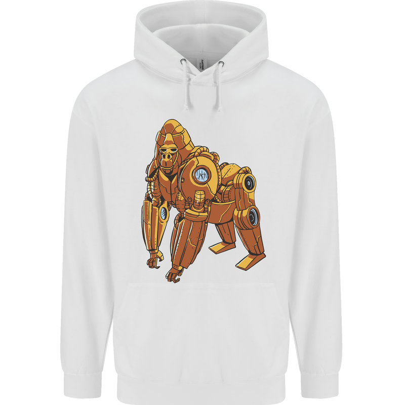 A Steampunk Gorilla Ape Mens 80% Cotton Hoodie White
