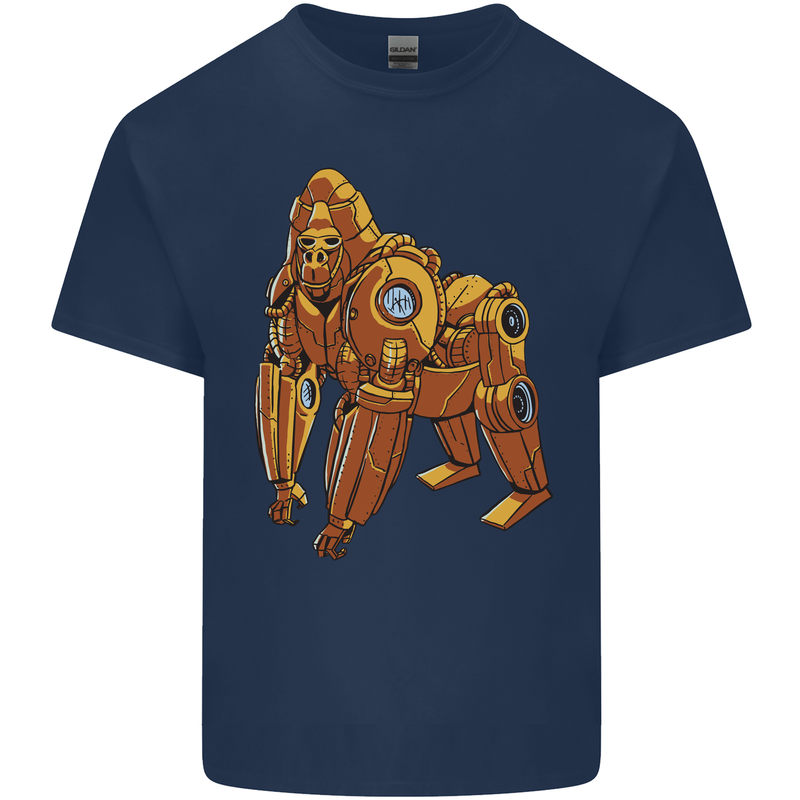 A Steampunk Gorilla Ape Mens Cotton T-Shirt Tee Top Navy Blue