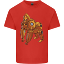 A Steampunk Gorilla Ape Mens Cotton T-Shirt Tee Top Red
