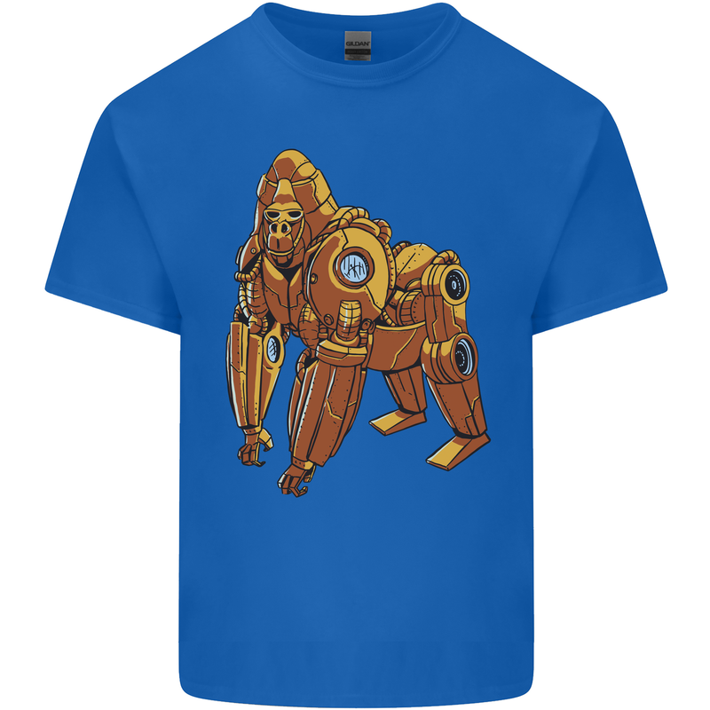 A Steampunk Gorilla Ape Mens Cotton T-Shirt Tee Top Royal Blue