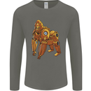 A Steampunk Gorilla Ape Mens Long Sleeve T-Shirt Charcoal