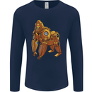 A Steampunk Gorilla Ape Mens Long Sleeve T-Shirt Navy Blue