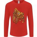 A Steampunk Gorilla Ape Mens Long Sleeve T-Shirt Red
