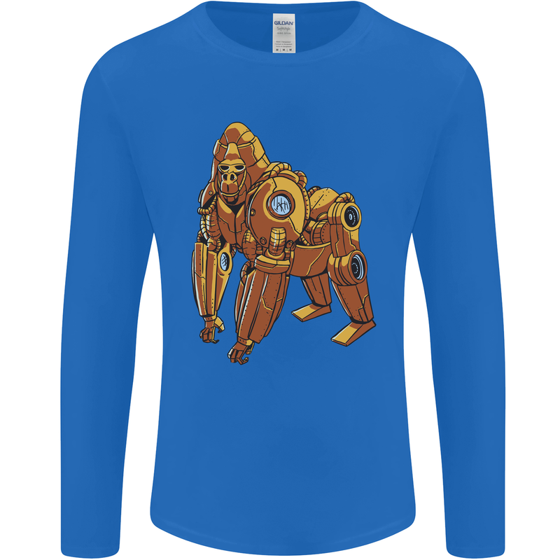 A Steampunk Gorilla Ape Mens Long Sleeve T-Shirt Royal Blue