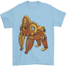 A Steampunk Gorilla Ape Mens T-Shirt 100% Cotton Light Blue