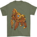 A Steampunk Gorilla Ape Mens T-Shirt 100% Cotton Military Green