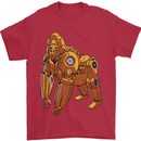 A Steampunk Gorilla Ape Mens T-Shirt 100% Cotton Red