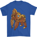 A Steampunk Gorilla Ape Mens T-Shirt 100% Cotton Royal Blue