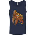 A Steampunk Gorilla Ape Mens Vest Tank Top Navy Blue