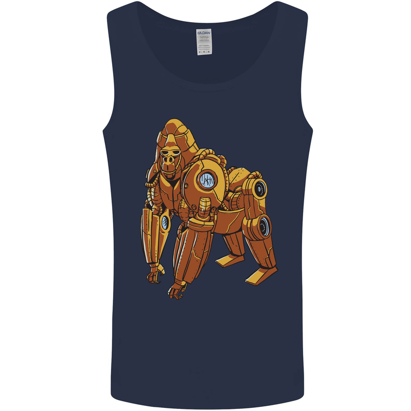 A Steampunk Gorilla Ape Mens Vest Tank Top Navy Blue