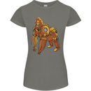 A Steampunk Gorilla Ape Womens Petite Cut T-Shirt Charcoal