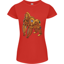 A Steampunk Gorilla Ape Womens Petite Cut T-Shirt Red