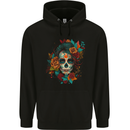 A Sugar Skull With Flowers Day of the Dead Childrens Kids Hoodie Black