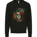 A Sugar Skull With Flowers Day of the Dead Kids Sweatshirt Jumper Black